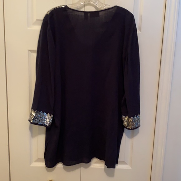 CHICO’S Navy Top Trimmed w/ Sequins, NWO Tags,  XL - Picture 6 of 10